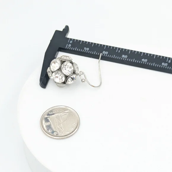 4/24$ Rhinestone ball dangle earrings - Picture 2 of 3